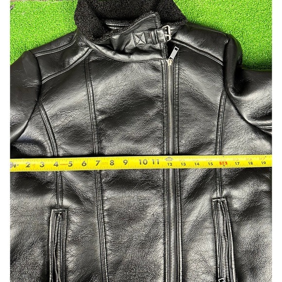 French Connection Black Faux Leather Jacket Size‎ Large - Picture 5 of 8